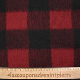 Laine mélangée brossée à carreaux rouge et noir