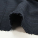 Molleton de coton french terry doux imprimé lettres et rayures fond marine