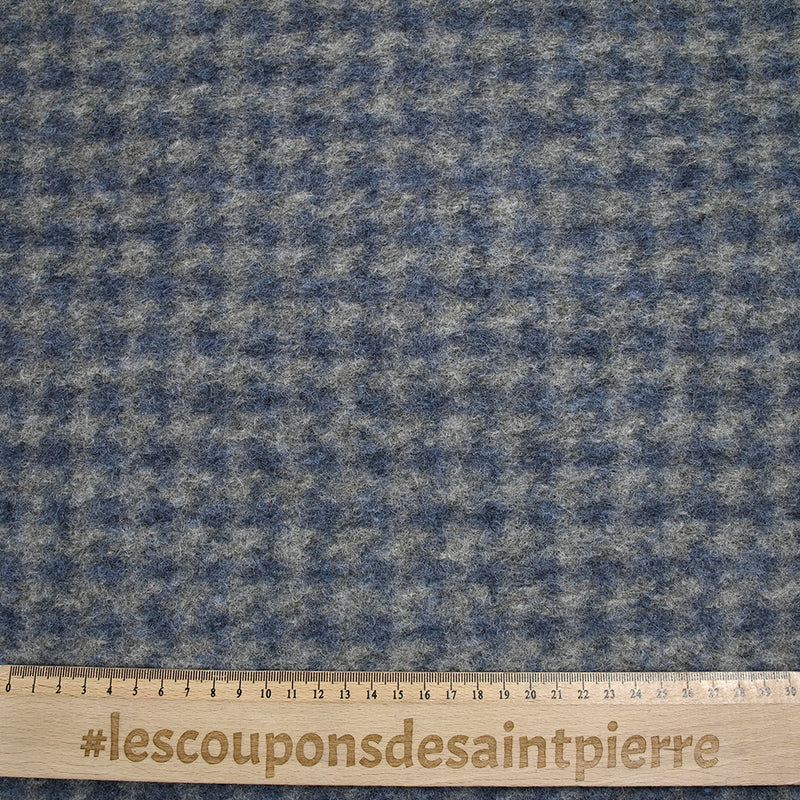 100% Laine bouillie mini carreaux bleus sur fond gris