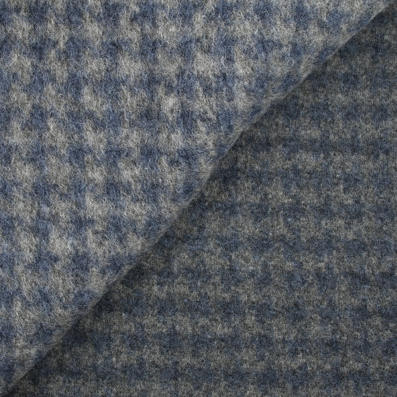 100% Laine bouillie mini carreaux bleus sur fond gris