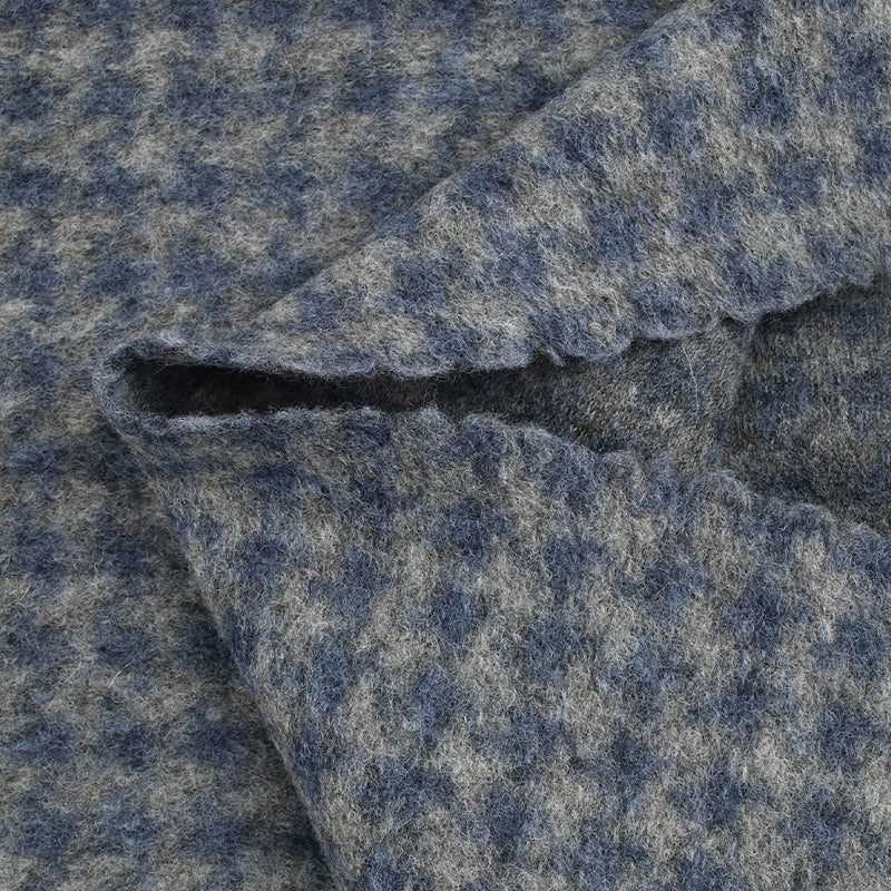 100% Laine bouillie mini carreaux bleus sur fond gris