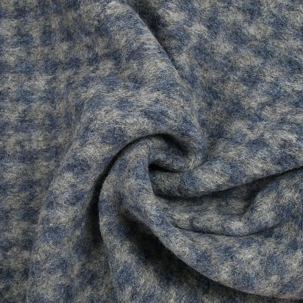 100% Laine bouillie mini carreaux bleus sur fond gris