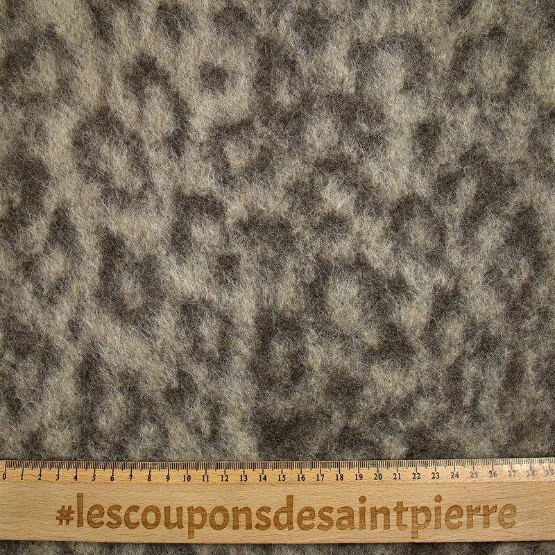 Laine mélangée cardée graou léopard marron et écru