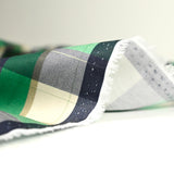 Coton imprimé à carreaux vert et marine