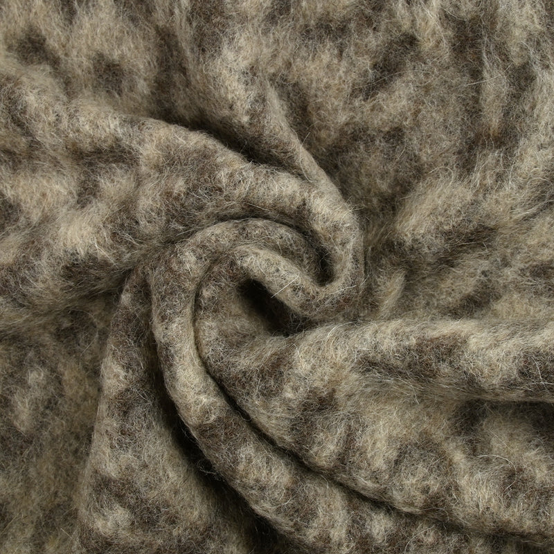 Laine mélangée cardée graou léopard marron et écru