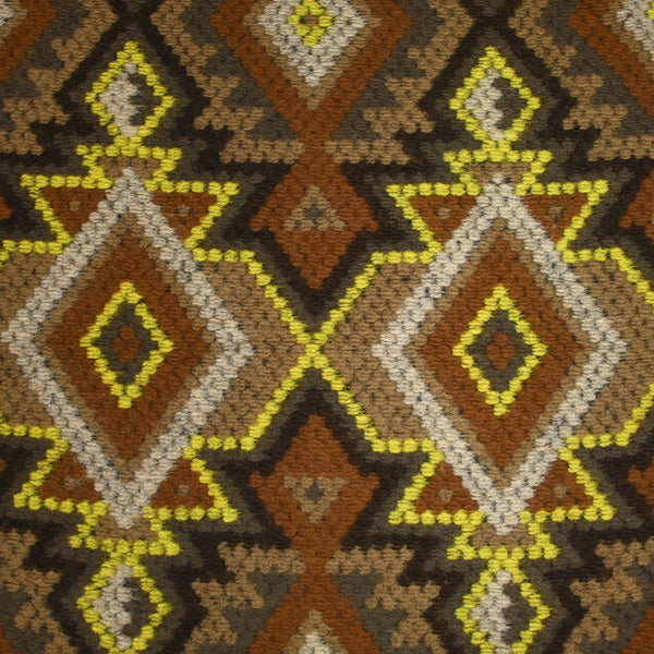 Laine mélangée fantaisie aztèque marron et jaune fluo