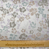 Brocart Moana vert d'eau, beige et violet fond gris