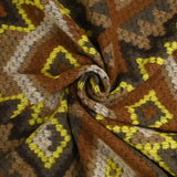 Laine mélangée fantaisie aztèque marron et jaune fluo