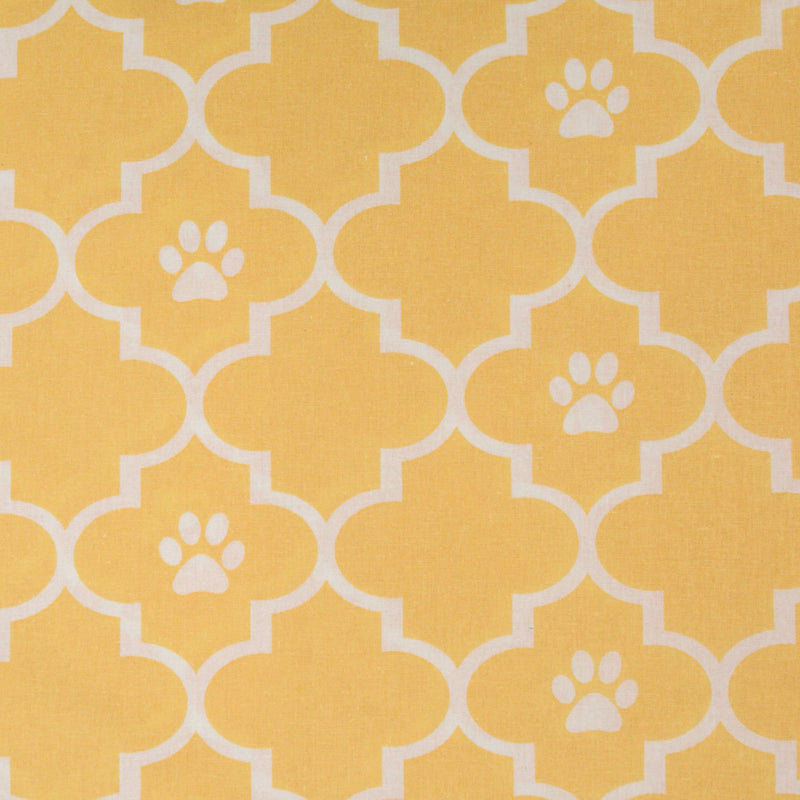 Coton imprimé chien fond jaune
