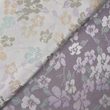 Brocart Moana vert d'eau, beige et violet fond gris