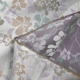 Brocart Moana vert d'eau, beige et violet fond gris