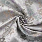 Brocart Moana vert d'eau, beige et violet fond gris