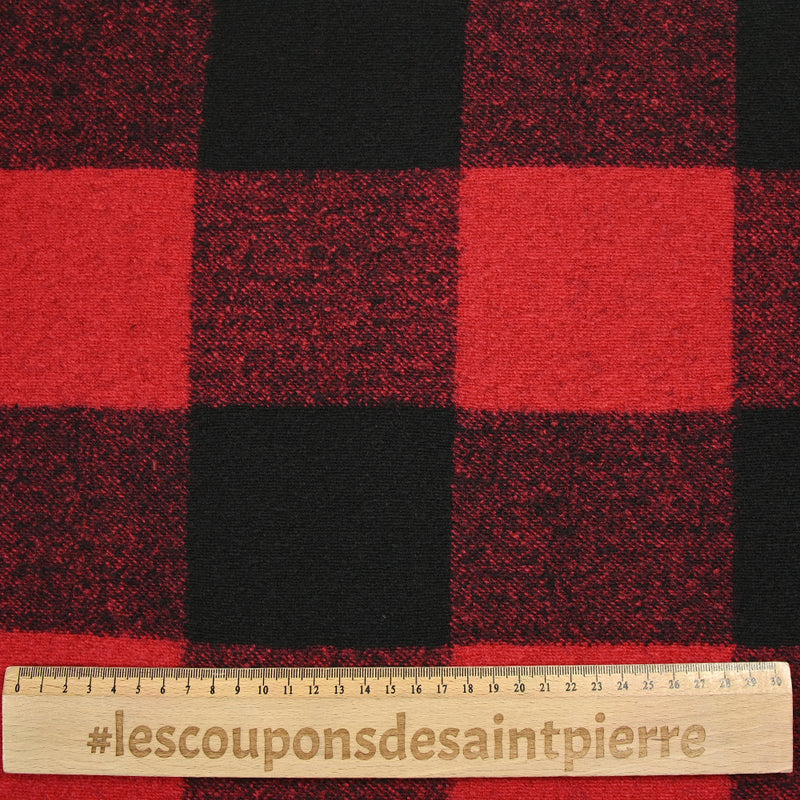 Lainage polyester à carreaux rouge et noir