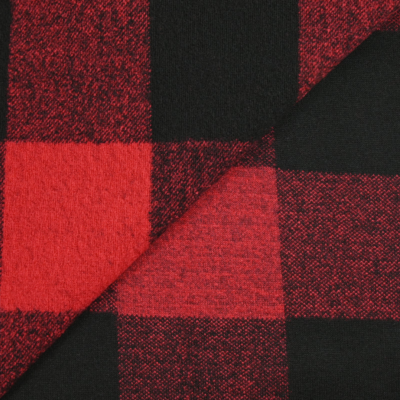 Lainage polyester à carreaux rouge et noir
