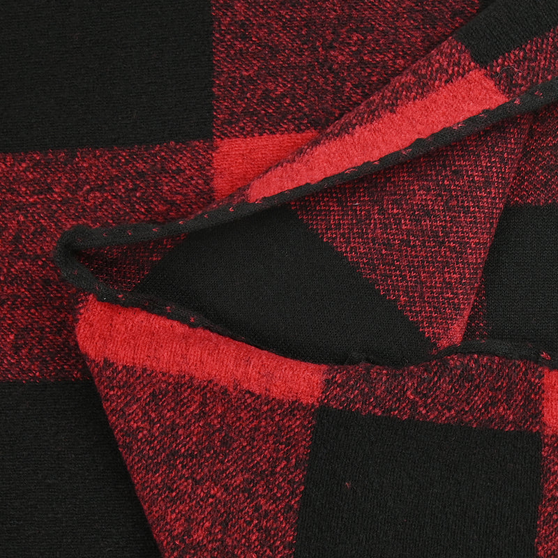 Lainage polyester à carreaux rouge et noir