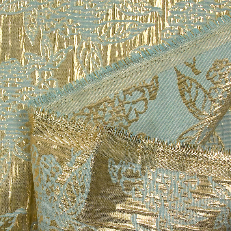Brocart lamé Constance doré et bleu