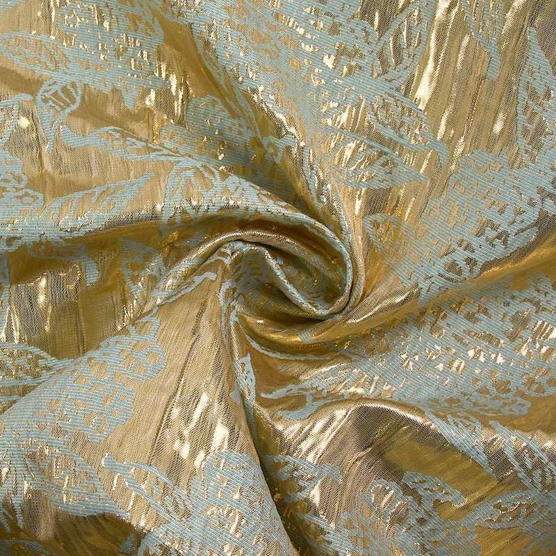 Brocart lamé Constance doré et bleu