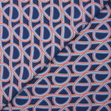 Viscose printed rainbow swirl navy background