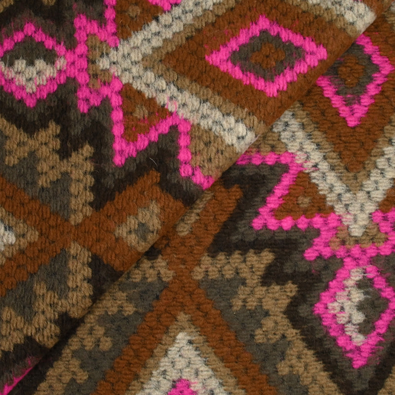 Laine mélangée fantaisie aztèque marron et magenta fluo