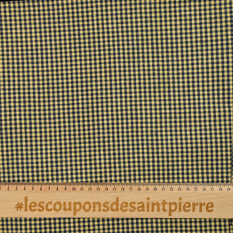 Polycoton Vichy 3 mm jaune et bleu