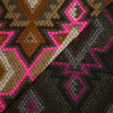 Laine mélangée fantaisie aztèque marron et magenta fluo