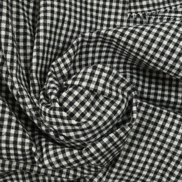 Polycotton gingham 3 mm black and white brushed with brushed