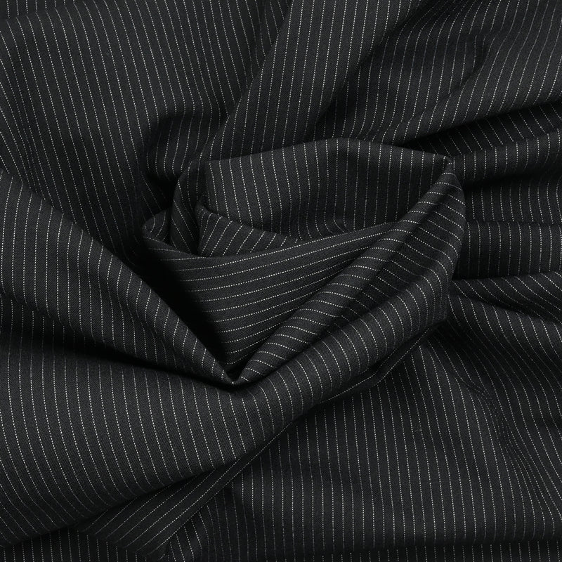 Tissu tailleur laine mélangée rayé noir