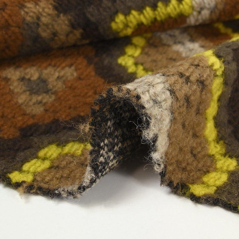 Laine mélangée fantaisie aztèque marron et jaune fluo