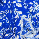 Polyester imprimé végétal bleu