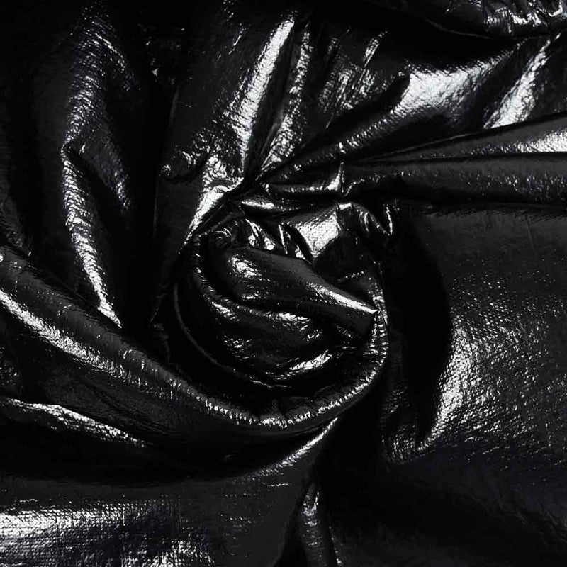 Simili cuir noir brillant envers sherpa fausse fourrure mouton écru