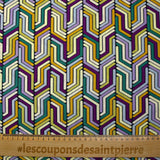 Viscose imprimée géométrie anis, violet et canard