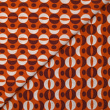 Viscose imprimée rétro fond orange