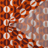 Viscose imprimée rétro fond orange