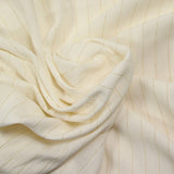 Crépon viscose rayé lurex doré fond blanc cassé