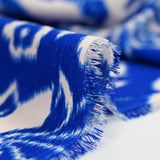 Polyester imprimé végétal bleu