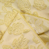 Brocart polyester rosier fond jaune