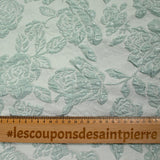 Brocart polyester rosier fond menthe givré