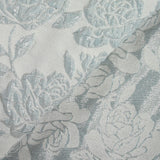 Brocart polyester rosier fond bleu givré