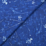 Viscose imprimée cyanotype fond bleu brumeux