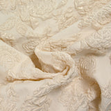 Brocart polyester rosier fond sable
