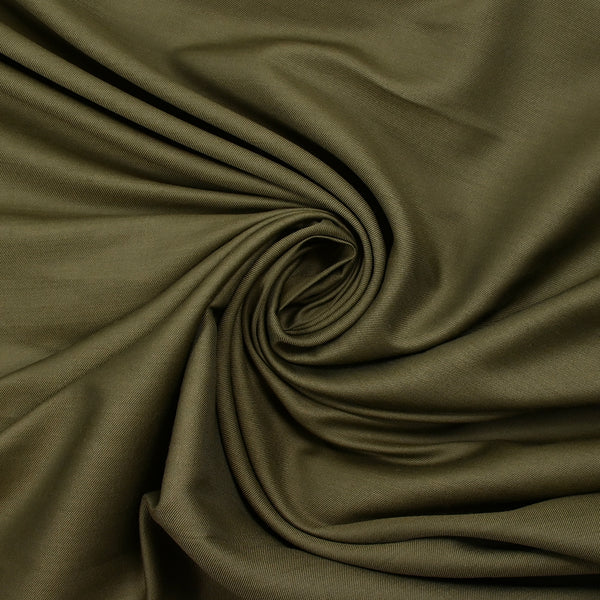 Twill de laine et soie vert kaki