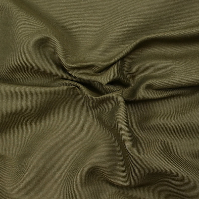 Twill de laine et soie vert kaki