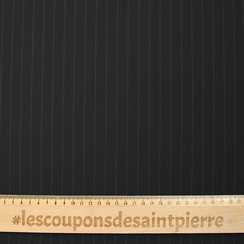 Tissu tailleur laine mélangée rayé Marco fond noir