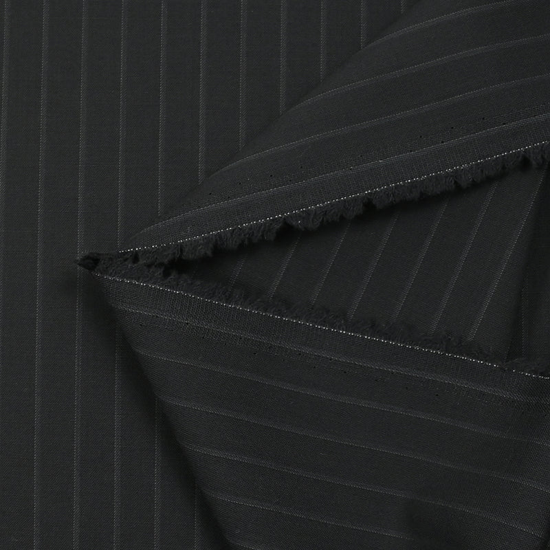 Tissu tailleur laine mélangée rayé Marco fond noir