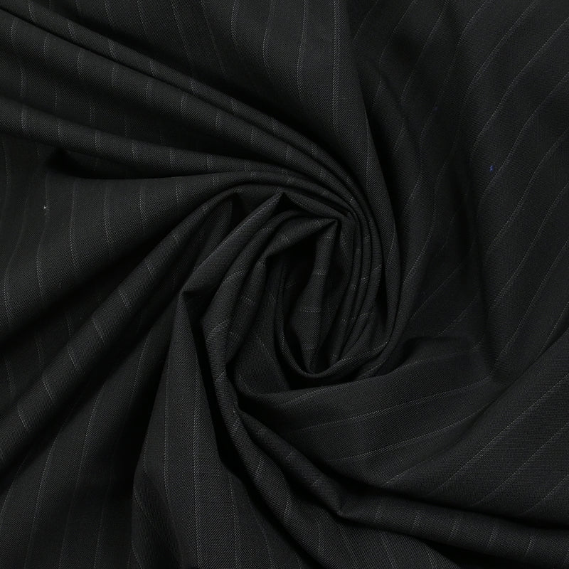 Tissu tailleur laine mélangée rayé Marco fond noir