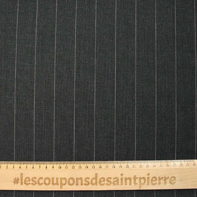 Tissu tailleur 100% laine rayé Giulio fond anthracite