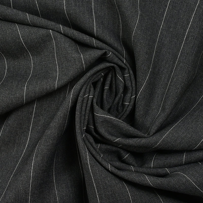 Tissu tailleur 100% laine rayé Giulio fond anthracite