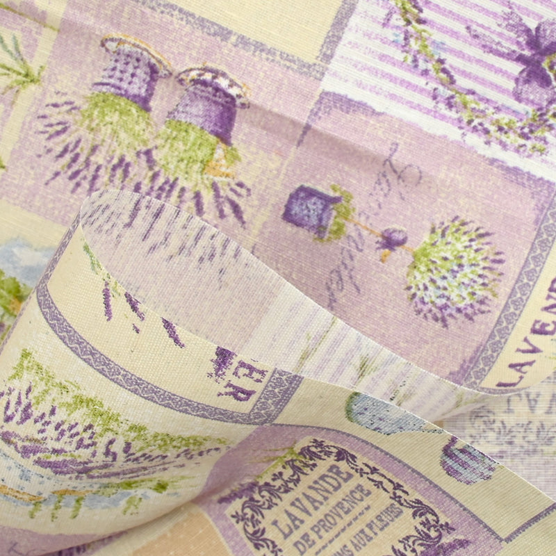 Polycoton imprimé lavande fond beige