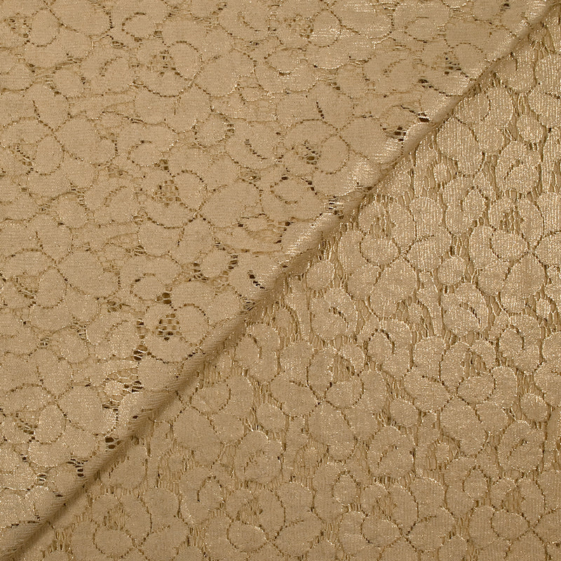 Dentelle polyester Victoria doré fond beige