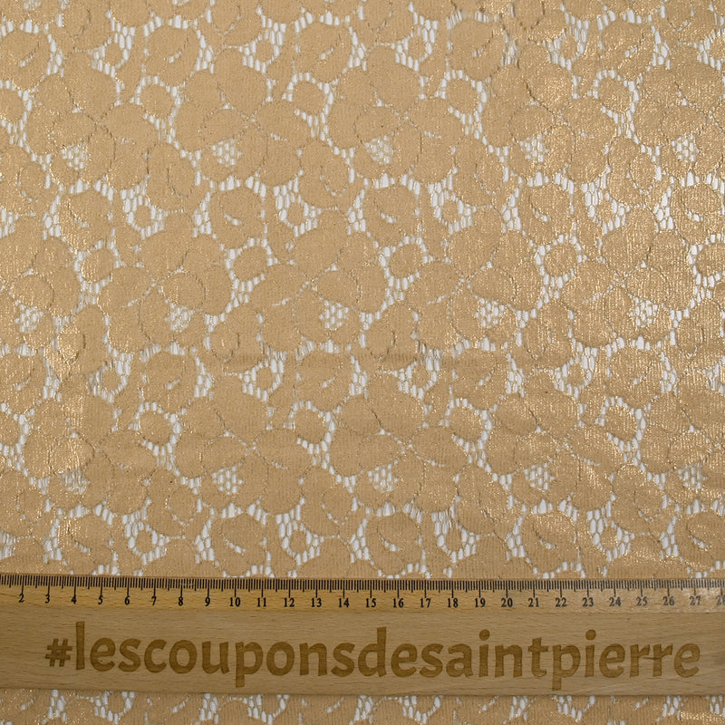 Dentelle polyester Victoria doré fond beige